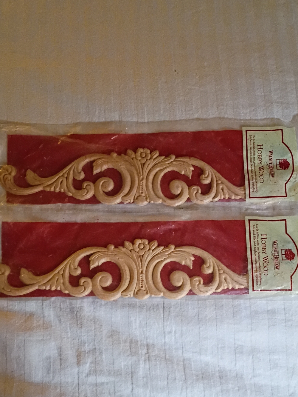Unfinished Floral Scroll Applique — Natural Wood Woodworking Remodel New In Pkg